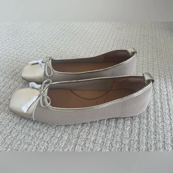 Eric Javits Gold Metallic Ballet Flat Women’s Size 9 NEW Breathable Mesh - Picture 7 of 13